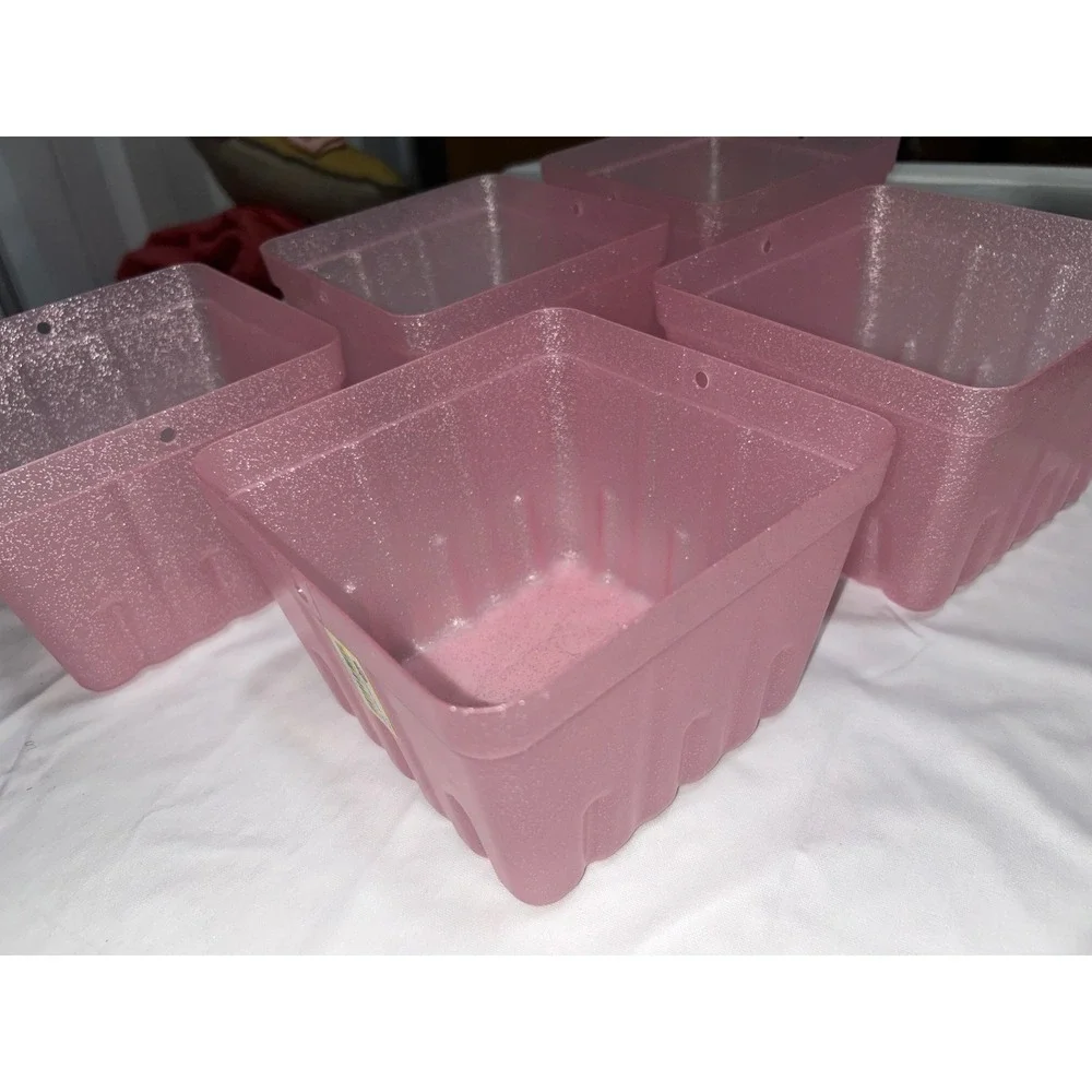 Spritz Pink Glitter Berry Baskets Set of 5 Reusable Plastic Fruit‎ Cartons Kids